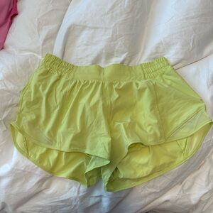 Yellow lululemon hotty hot shorts